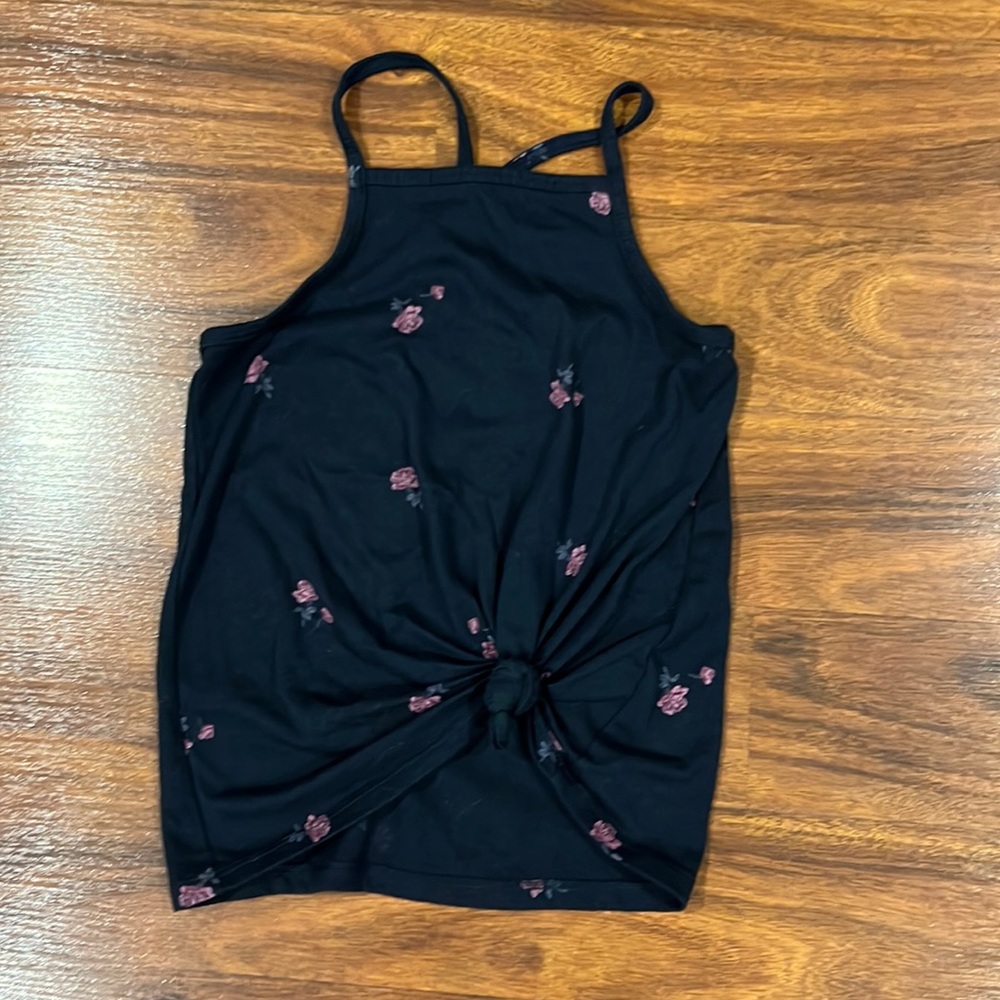 Abercrombie kids tank top, navy blue with roses , size 5/6